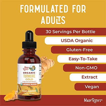 MaryRuth Organics Turmeric Gold Liquid Drops, USDA Organic, Herbal Blend Liquid Drops