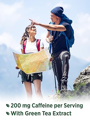 Caffeine Pills | 220mg | 120 Count | with Green Tea Extract | Vegetarian, Non-GMO & Gluten