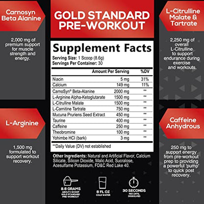 Pre-Workout Powder with Beta-Alanine & Caffeine for Energy, L-Citrulline & L-Arginine