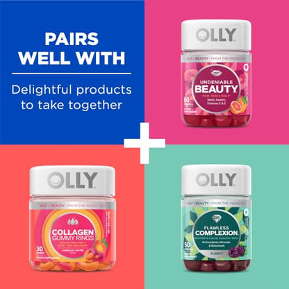 OLLY Glowing Skin Gummy, 25 Day Supply (50 Count), Plump Berry, Hyaluro
