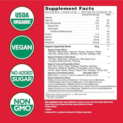 COUNTRY FARMS Super Greens Berry Flavor, 50 Organic Super Foods, USDA Organic