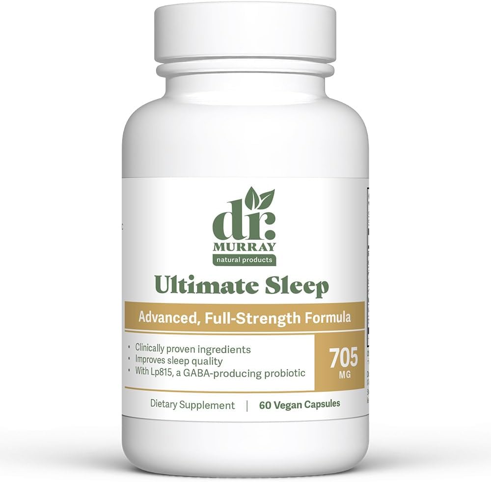 Dr. Murray's Ultimate Sleep Support Supplement with Melatonin | Clinically Studied Botanicals | GABA producing probiotic | Vegan Formula | Non-Habit Forming | 60 Capsules