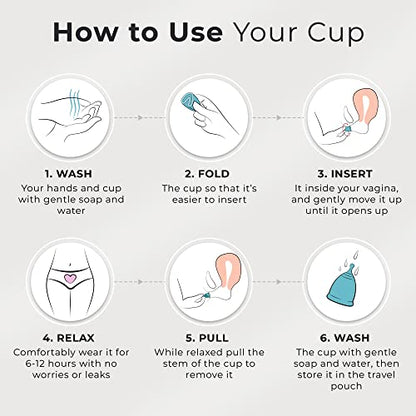 CareCup Menstrual Cups - Set of 2 Reusable Period Cups - Premium Design with Soft, Flexible
