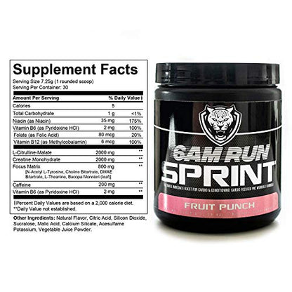 6AM Run Sprint - Pre Workout Powder for Instant Energy Boost for Cardio and Focus