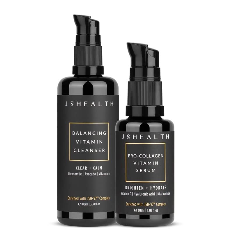 JSHealth Balance & Brighten Skincare Cleanser & Brightening Vitamin C Serum | Includes Gentle Cleanser and Hydrating Hyaluronic Acid to Promote Skin Barrier Function.