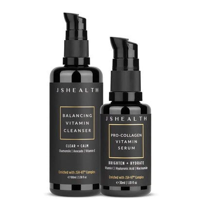 JSHealth Balance & Brighten Skincare Cleanser & Brightening Vitamin C Serum | Includes Gentle Cleanser and Hydrating Hyaluronic Acid to Promote Skin Barrier Function.