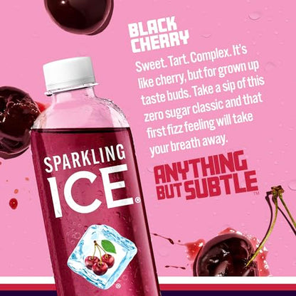 Sparkling Ice, Black Cherry Sparkling Water, Zero Sugar Flavored Water, with Vitamins