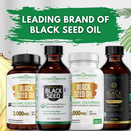 Organic Black Seed Oil Capsules - 3 Month Supply - 180 Count (2000mg Per Serving)