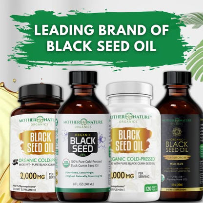 Organic Black Seed Oil Capsules - 3 Month Supply - 180 Count (2000mg Per Serving)