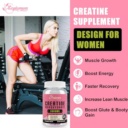 Creatine Monohydrate for Women, Creatine Supplement 3000mg, with Hydrolyzed Collagen
