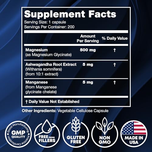 Magnesium Glycinate 500MG - Magnesium for Sleep - High Absorption Chelated Magnesiu