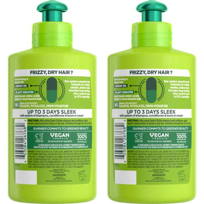 Garnier Fructis Sleek & Shine Leave-In Conditioning Cream for Frizzy, Dry Hair, Plant