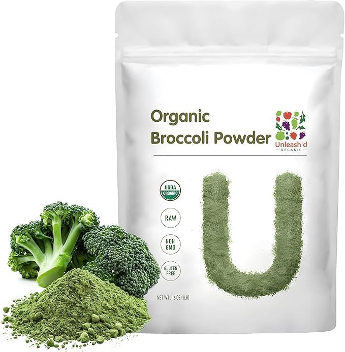 Unleash’d Organic Broccoli Powder 16 oz – 100% Pure Organic Superfood, Raw, Vegan, Non-GMO, Fiber & Vitamin-Rich