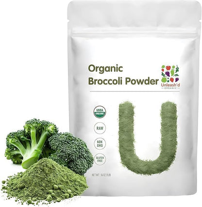 Unleash’d Organic Broccoli Powder 16 oz – 100% Pure Organic Superfood, Raw, Vegan, Non-GMO, Fiber & Vitamin-Rich