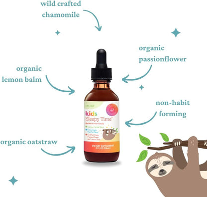 SPRIGS Kids Sleep Support Liquid, Melatonin Free Bedtime Drops for Children | Calming Herbal Blend with Passionflower, Lemon Balm & Chamomile | Natural Nighttime Relaxation Formula