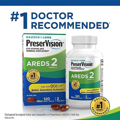 PreserVision AREDS 2 Eye Vitamin & Mineral Supplement, Contains Lutein