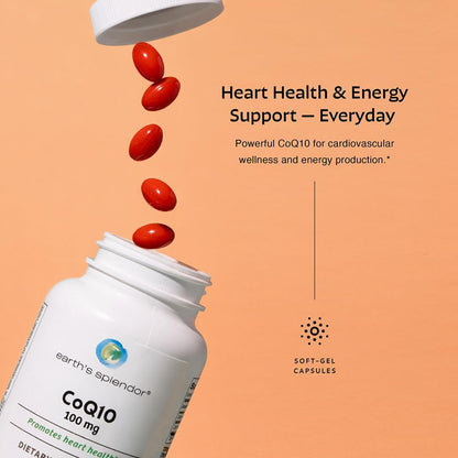 Earth's Splendor CoQ10 100 mg Softgels + Magnesium 500 mg Caplets – Cellular Energy Production, Heart & Muscle Support, Non-GMO, No Artificial Flavors