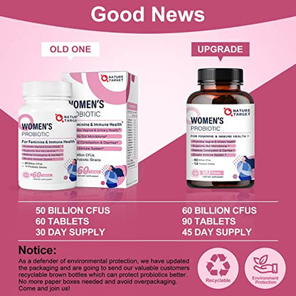 Probiotics-for-Women, Probiotics and Prebiotics, Cranberry and D-Mannose, 50-Billion