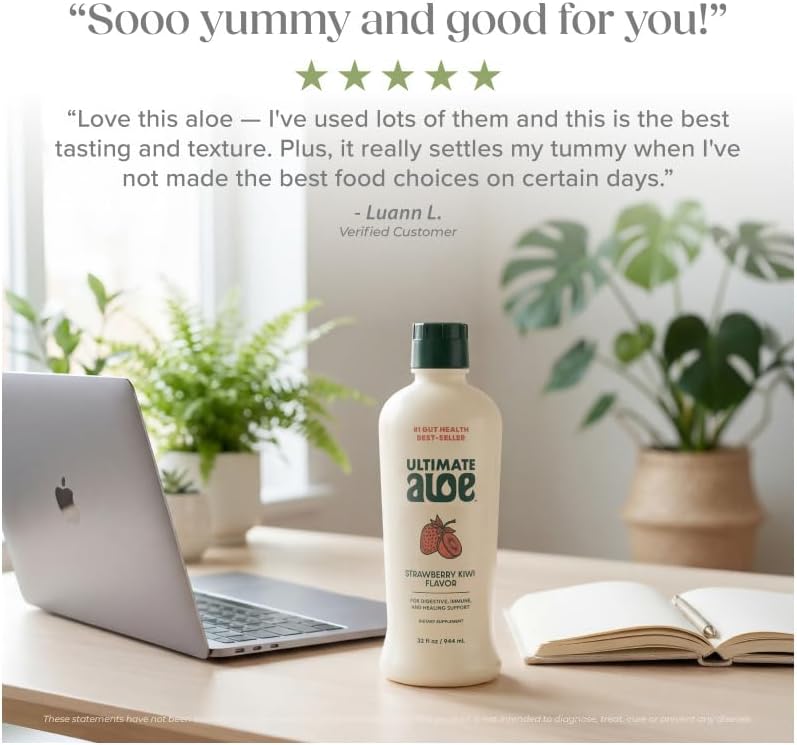 Ultimate Aloe – Aloe Juice, Strawberry & Kiwi Flavor, 16 Servings