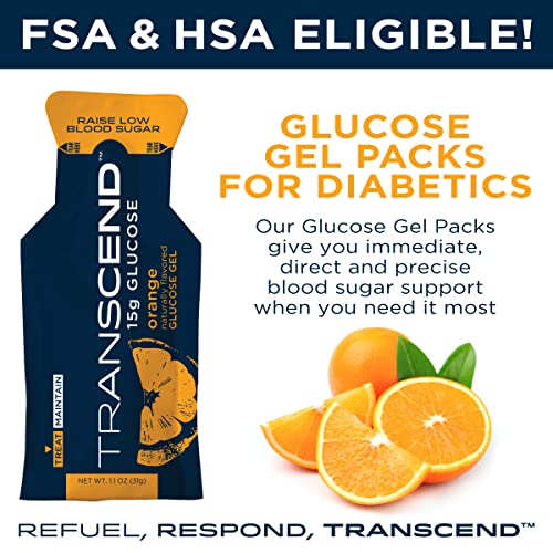 Transcend Glucose Gel Packs - Orange, 60 Pack (1.1oz Each) - FSA/HSA