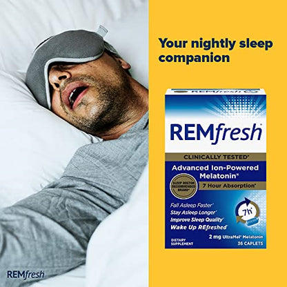 REMfresh 2mg Advanced Melatonin Sleep Aid Supplement (36 Caplets)