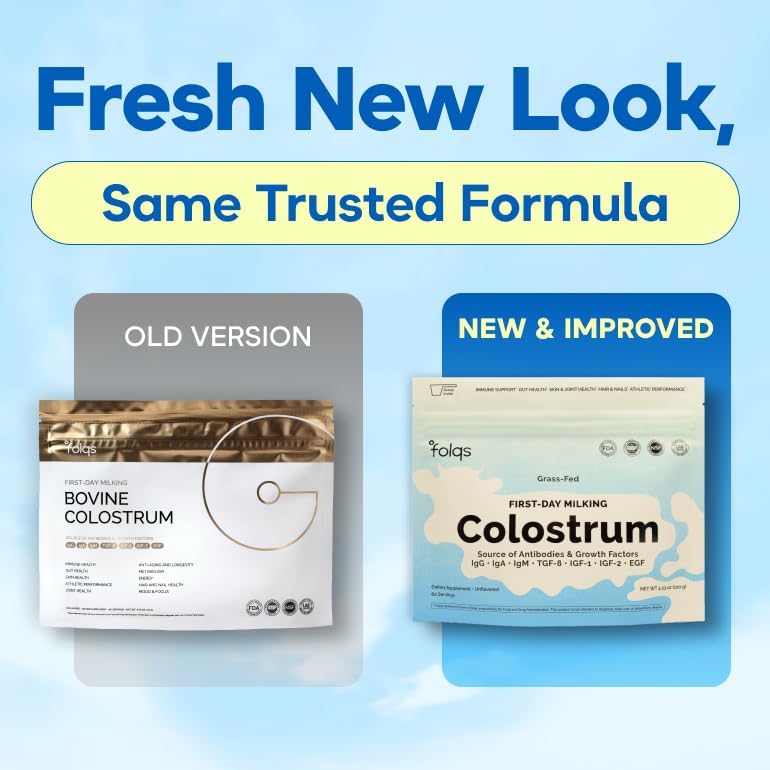 Bovine Colostrum Powder, First Day Milking, Immune & Gut, 60 Servings | First-Day Milking, Colostrum Supplement, Supports Skin & Tissue, Made in USA, Amino Acids, Vitamins, Minerals, Kosher