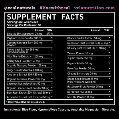 Véla Colon Cleanse & Liver Detox Formula Cleanse - 22 Herbs with Milk Thistle, Turmeric