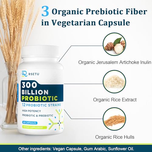 Probiotics for Women Men: 300 Billion CFU Probiotic High Potency + 12 Strains Organic
