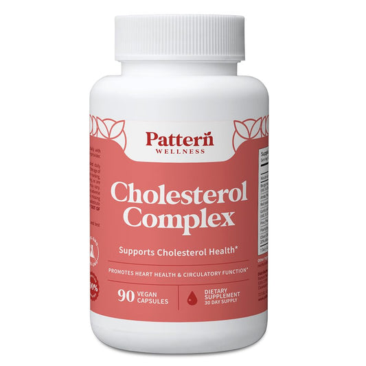 Pattern Wellness Cholesterol Complex Supplement – 90 Vegan Capsules | Red Yeast Rice Formula, 8 Carefully Selected Ingredients, GMP Manufactured, Non-GMO Formula, Gluten, Dairy & Soy Free