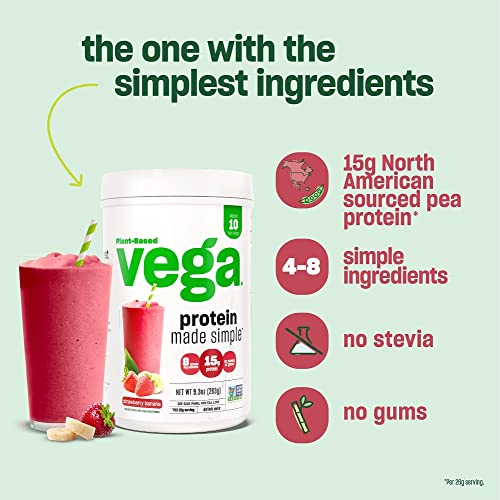 Vega Protein Made Simple Protein Powder, Strawberry Banana - Stevia Free, Vegan