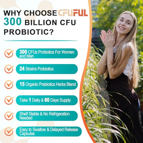 Probiotics for Women & Men - 300 Billion CFU & 24 Strains Probiotic with 15 Organic