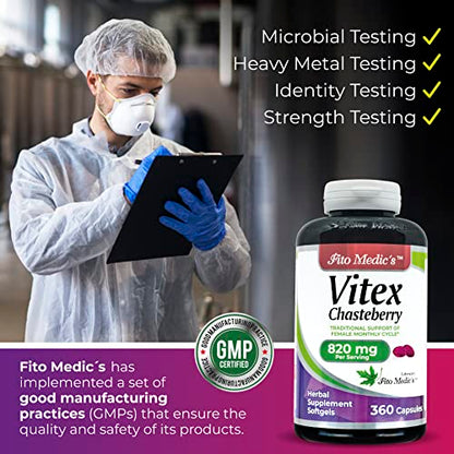 FITO MEDIC'S Lab - Vitex Supplement for Women - chasteberry- Menopause Support - 820 mg
