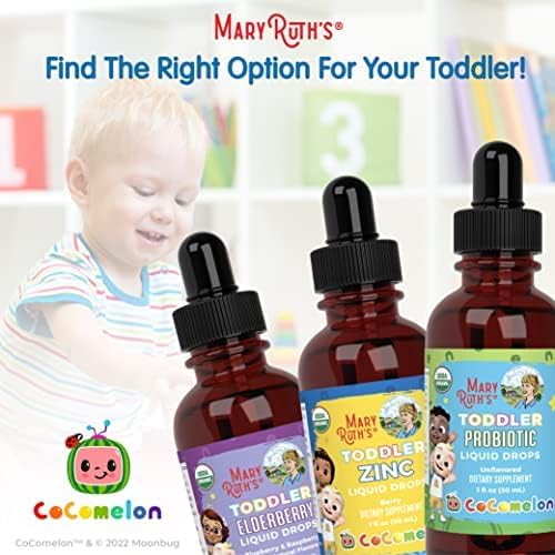 MaryRuth's Organic Toddler Probiotic Liquid Drops | Kids Probiotics for Ages 1-3 | 5 Probiotic Strains | 150 Million CFU Per Serving | USDA Organic | Sugar Free | Vegan | Gluten Free | 1 Fl O