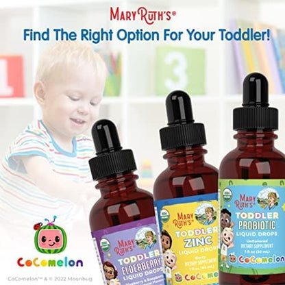 MaryRuth's Organic Toddler Probiotic Liquid Drops | Kids Probiotics for Ages 1-3 | 5 Probiotic Strains | 150 Million CFU Per Serving | USDA Organic | Sugar Free | Vegan | Gluten Free | 1 Fl O