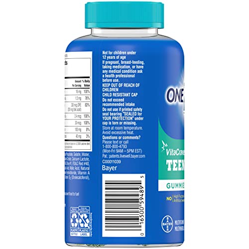 One A Day Teen for Him Multivitamin Gummies, Gummy Multivitamins with Vitamin A, C, D