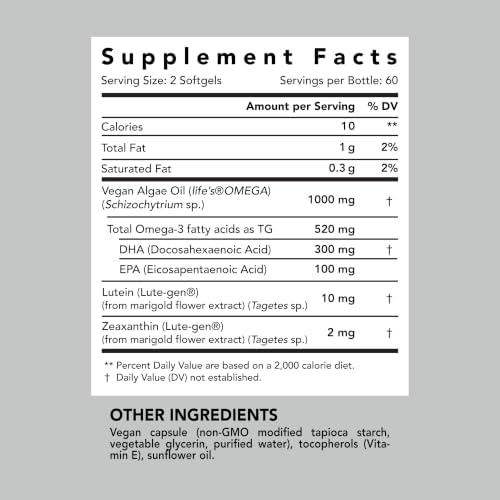 AMANDEAN Vegan Eye & Omega-3 Bundle - EYEDEAL Lutein & Zeaxanthin + Algal DHA EPA Eye, Brain & Heart Health Softgels