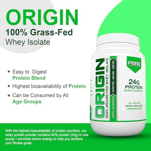 Pure Label Nutrition 100% Grass Fed Whey Protein Isolate Unflavored-Keto-Low Carb