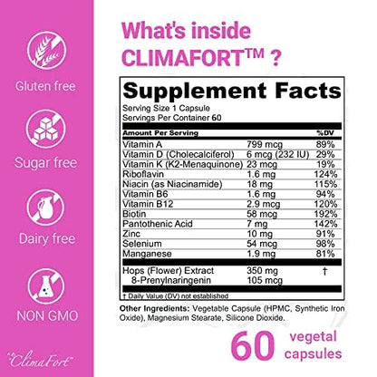 ClimaFort 60 Day Supply - Menopause Supplement for Women, premenopause Hormone Balance