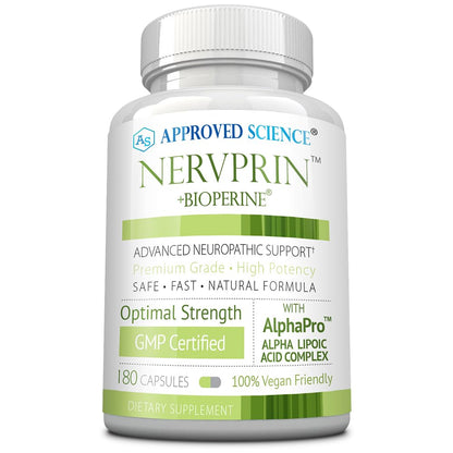 Approved Science Nervprin - Nerve Support - Benfotiamine, B12, R-Alpha-Lipoic Acid, Corydalis, Boswellia, BioPerine - 60 Capsules - Made in The USA