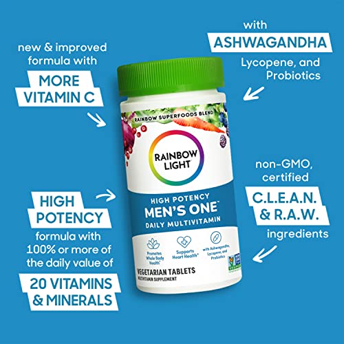 Rainbow Light Multivitamin for Men, Vitamin C, D & Zinc, Probiotics, Men's One