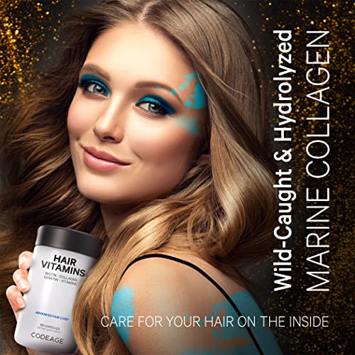 Codeage Hair Vitamins 10000 mcg Biotin, Keratin, Collagen, Vitamin A, B12, C, D3, E, Zinc
