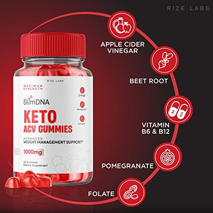 rize labs (3 Pack) SlimDNA Keto Gummies - ACV for Advanced Weight Loss with Apple Cider