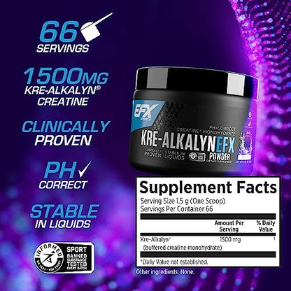 EFX Sports Kre-Alkalyn EFX Powder | pH Correct Creatine Monohydrate Powder Supplemen