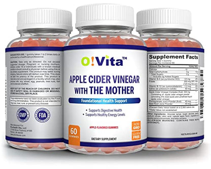O!VITA Apple Cider Vinegar Gummies with The Mother, Gluten Free, Vegan, Made with Pomagranate
