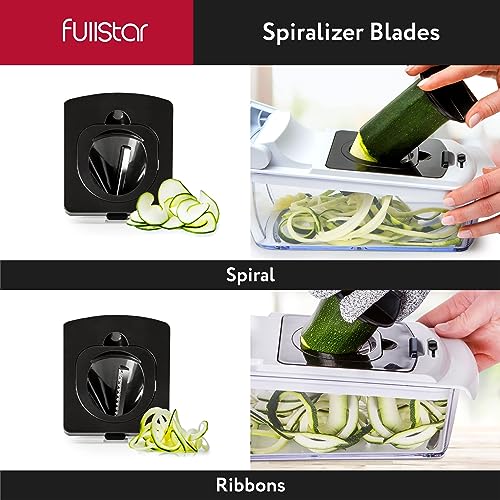 Fullstar Vegetable Chopper - Spiralizer Vegetable Slicer - Onion Chopper with Container