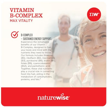 NatureWise Vitamin B Complex for Women and Men - with Folic Acid Biotin B1 B2 B3 B6