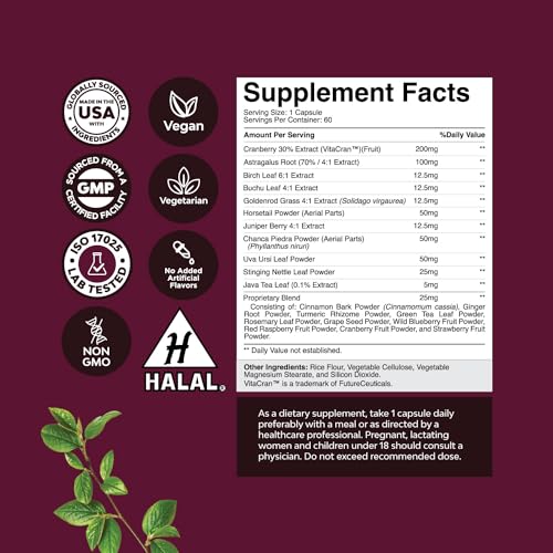 Kidney Support Cranberry Pills for Women and Men - High Strength Kidney Cleanse Detox