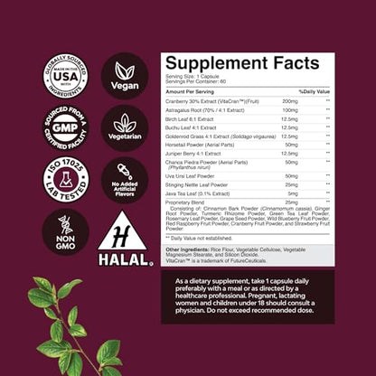 Kidney Support Cranberry Pills for Women and Men - High Strength Kidney Cleanse Detox