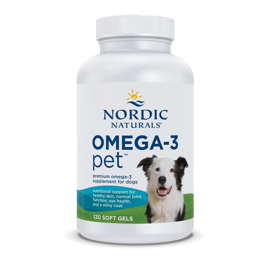 Nordic Naturals Omega-3 Fish Oil for Dogs with EPA + DHA - 180 Count | Easy-to-give soft gel capsules deliver 320 mg omega-3 per serving to support heart, skin, coat, and immune health in dogs