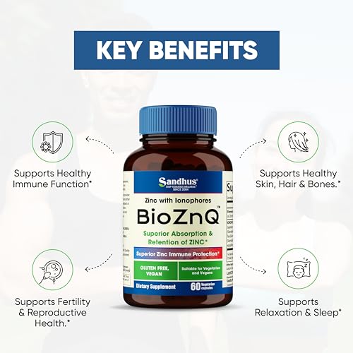 Sandhu's BioZnq 900mg Vegetarian Capsules Zinc Supplement with Quercetin